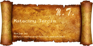 Matecsny Tercia névjegykártya